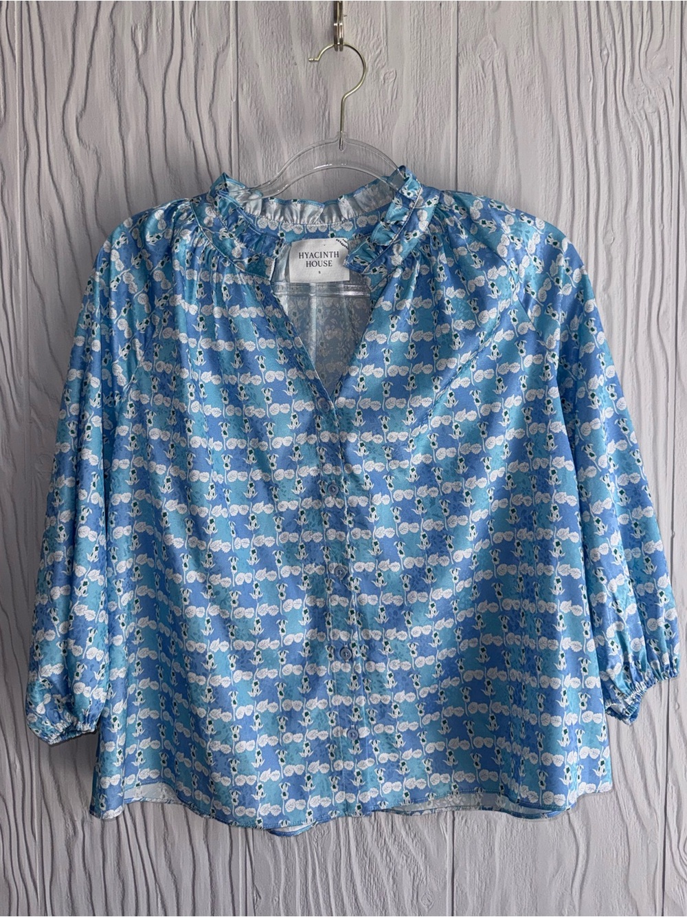 NWOT TUCKERNUCK HYACINTH HOUSE Blue Floral Button Down Blouse  Sz: S